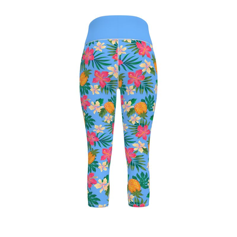 Women's High-Waist Sports Leggings - Pineapple Paradise - Island Breeze