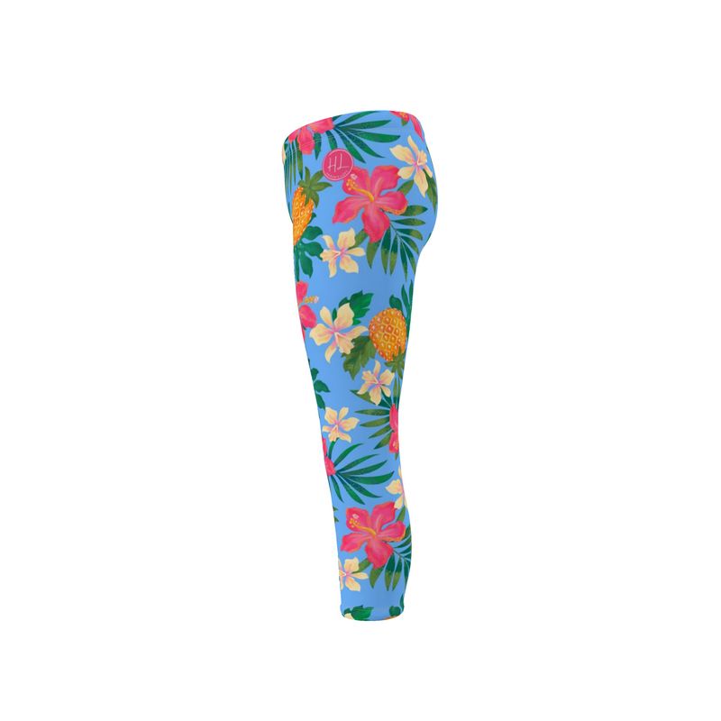 Women's Mid-Rise Capri Length Leggings - Pineapple Paradise - Island Breeze