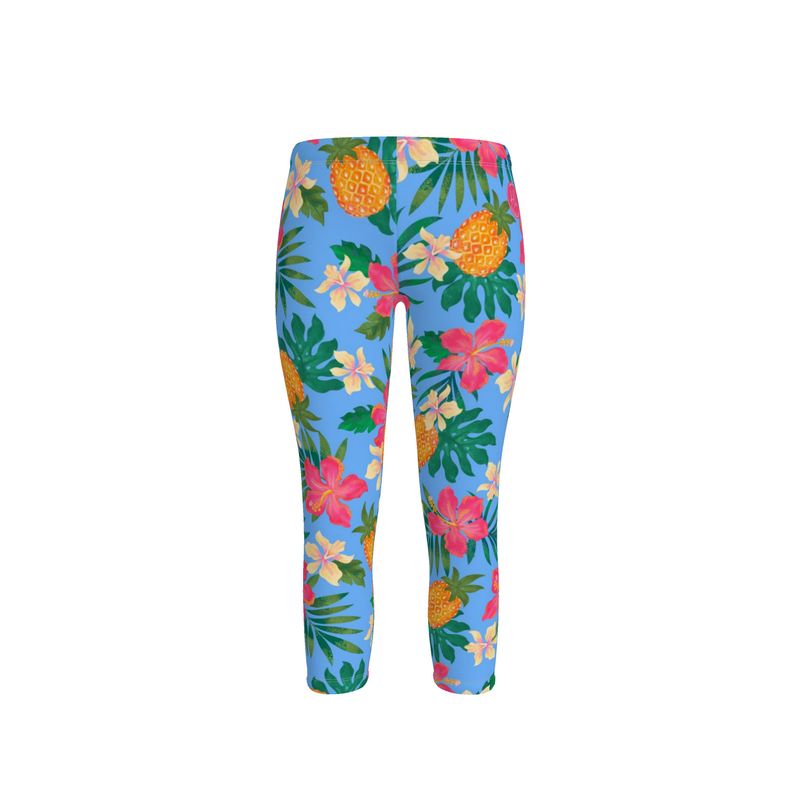 Women's Mid-Rise Capri Length Leggings - Pineapple Paradise - Island Breeze