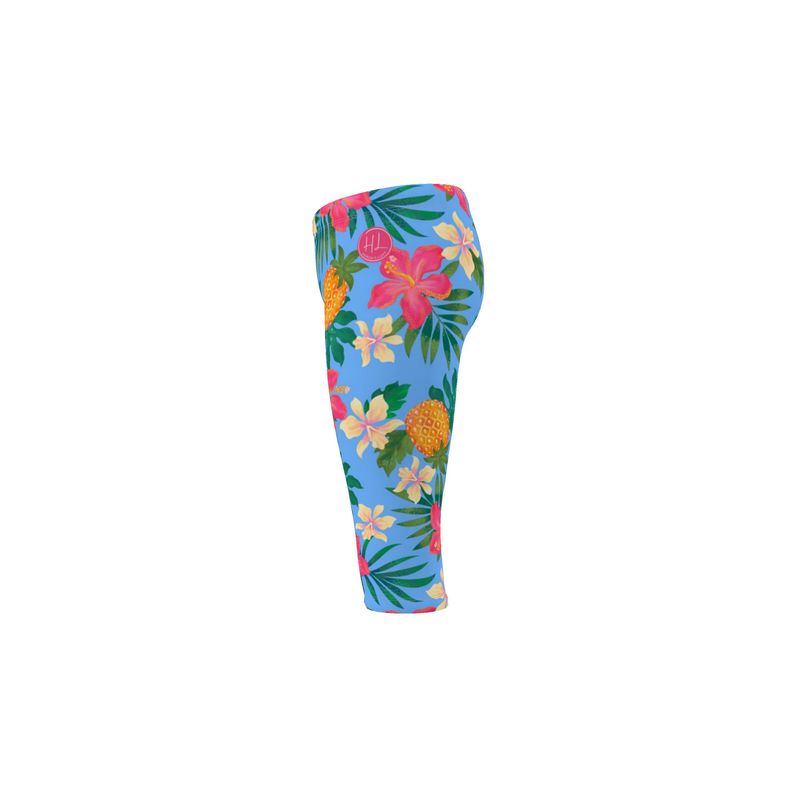 Women's Mid-Rise 3/4 Length Leggings - Pineapple Paradise - Island Breeze