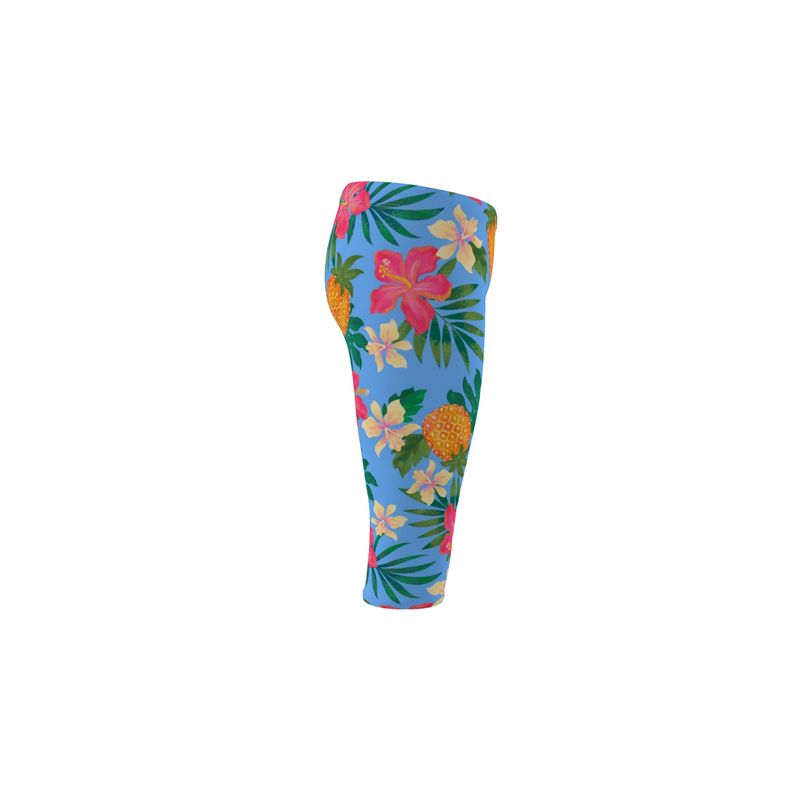 Women's Mid-Rise 3/4 Length Leggings - Pineapple Paradise - Island Breeze