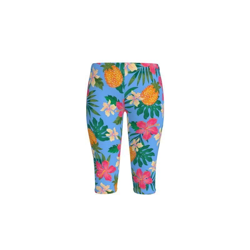 Women's Mid-Rise 3/4 Length Leggings - Pineapple Paradise - Island Breeze