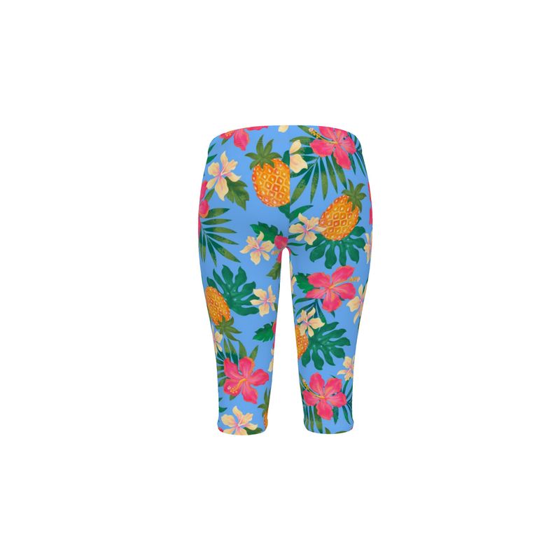 Women's Mid-Rise 3/4 Length Leggings - Pineapple Paradise - Island Breeze