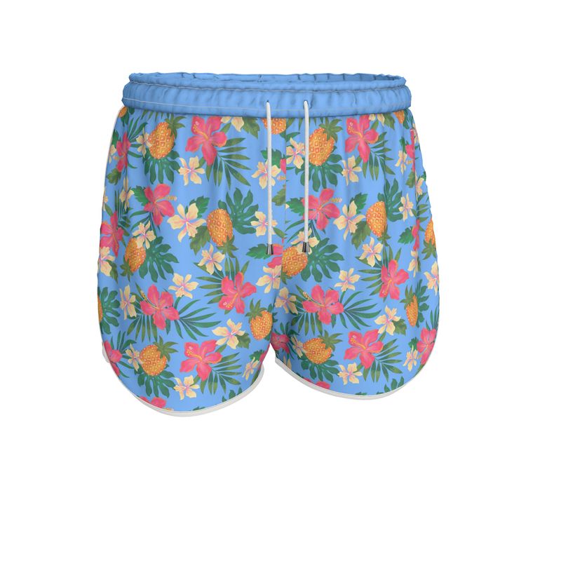 Women's Athletic Shorts - Pineapple Paradise - Island Breeze