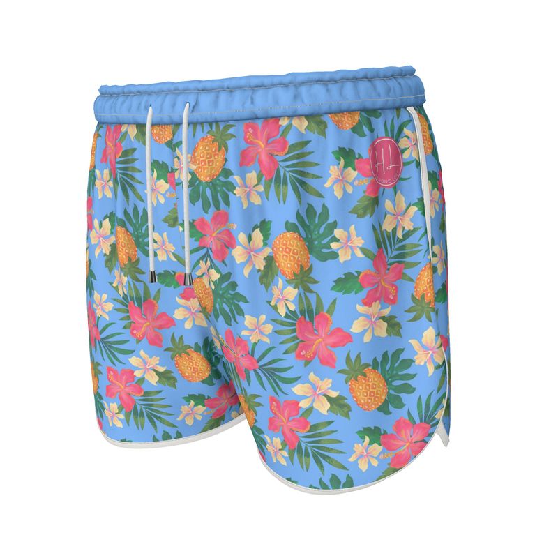 Women's Athletic Shorts - Pineapple Paradise - Island Breeze