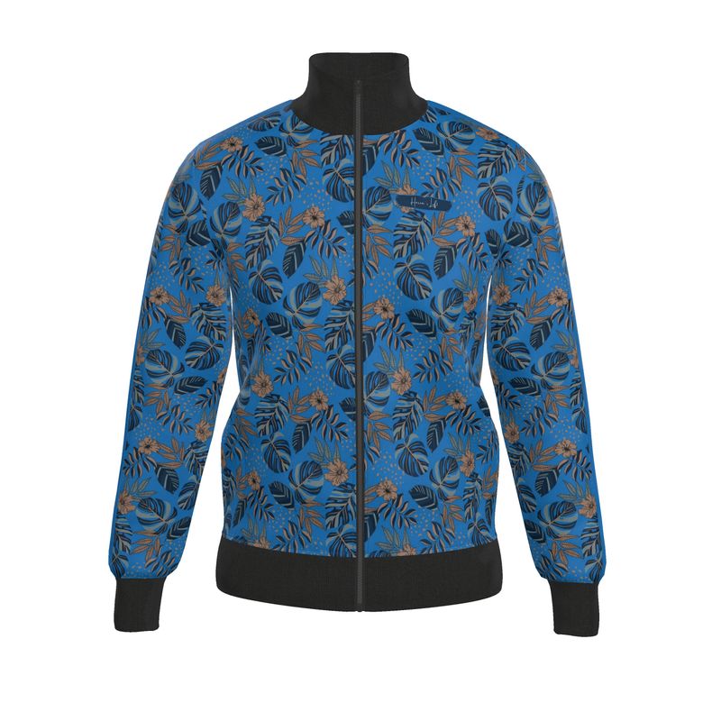 Men's Track Jacket - Midnight Monstera - Azure Blue
