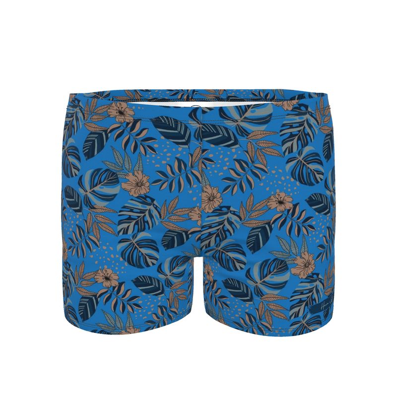 Men's Swim Trunks - Midnight Monstera - Azure Blue