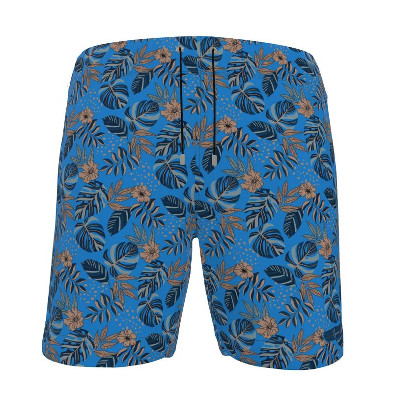 Men's Swim Shorts - Midnight Monstera - Azure Blue