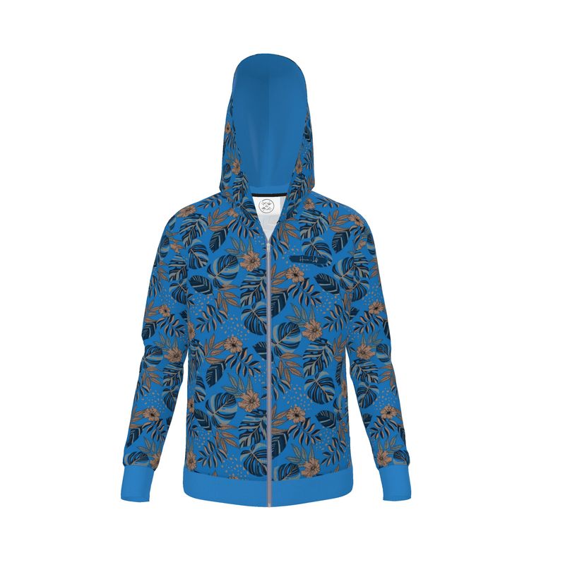 Men's Hoodie - Midnight Monstera - Azure Blue