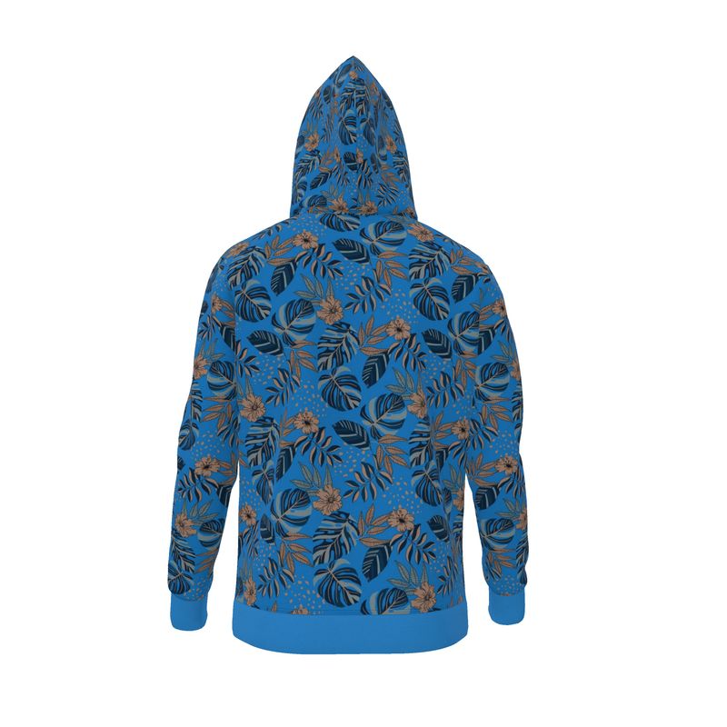 Men's Hoodie - Midnight Monstera - Azure Blue