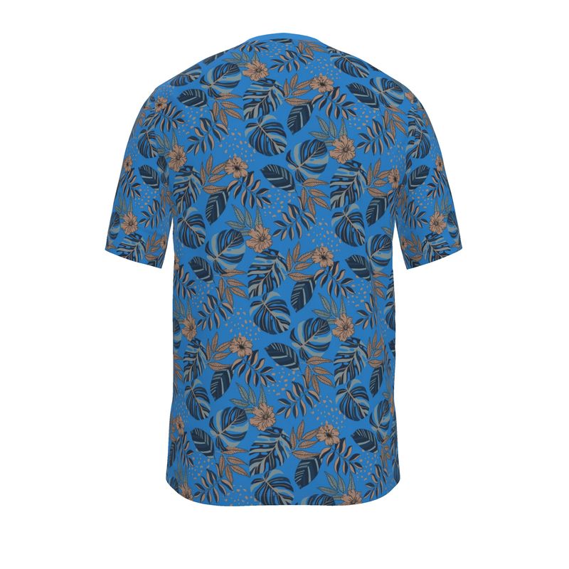 Men's Athletic Crew Neck T-Shirt - Midnight Monstera - Azure Blue