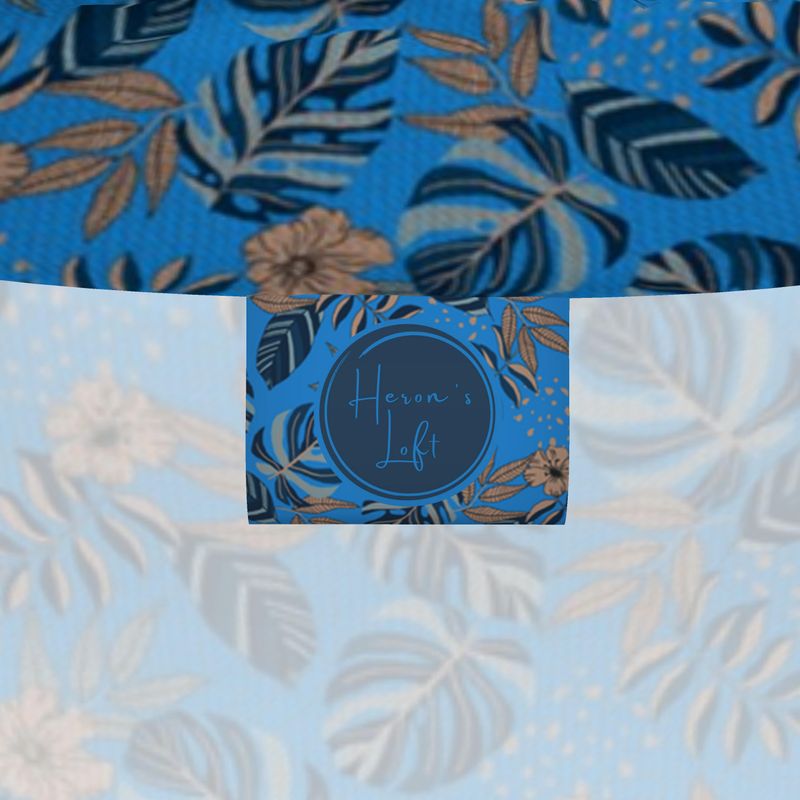 Men's High-Roll Turtleneck - Slim-Fit - Midnight Monstera - Azure Blue