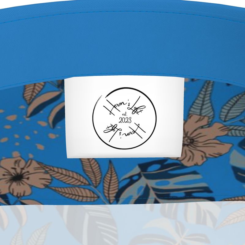 Men's Button-Up Dress T-Shirt - Midnight Monstera - Azure Blue