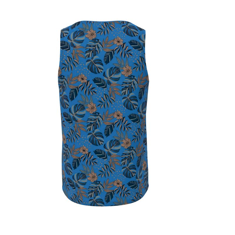 Men's Hybrid Tank Top - Midnight Monstera - Azure Blue