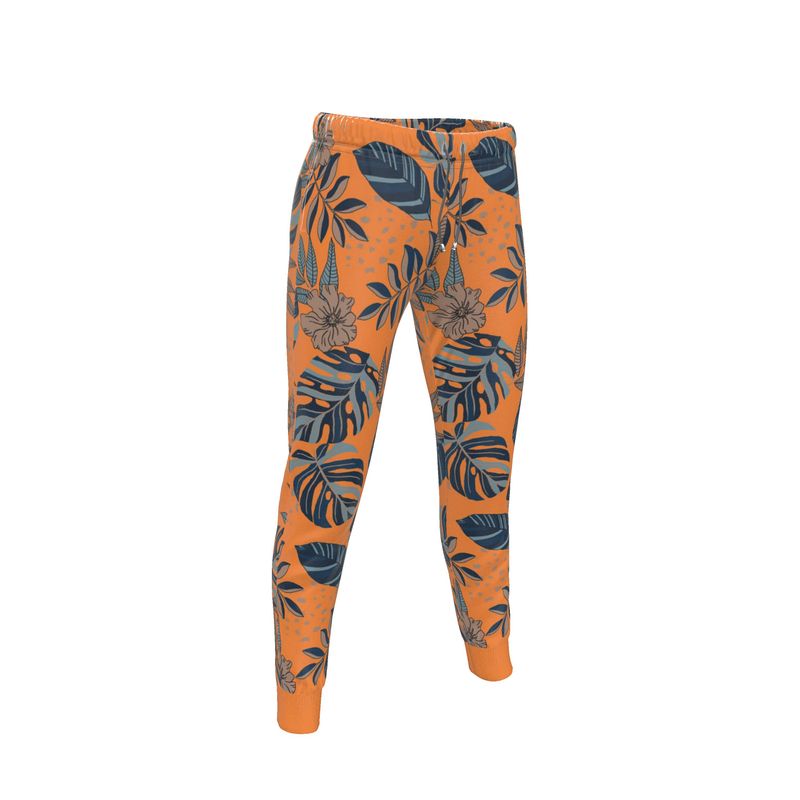 Women's Joggers - Midnight Monstera - Cadmium Orange
