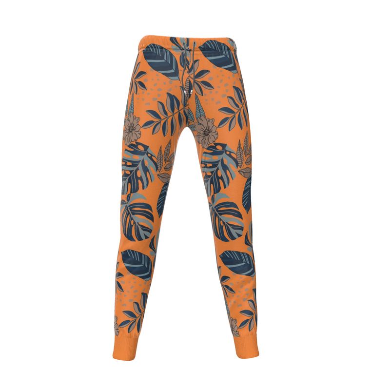 Women's Joggers - Midnight Monstera - Cadmium Orange