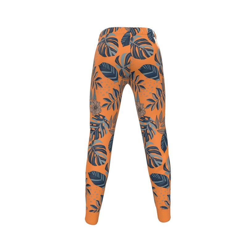 Women's Joggers - Midnight Monstera - Cadmium Orange