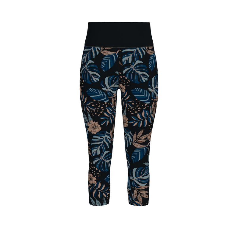 Women's High-Waist Sports Leggings - Midnight Monstera