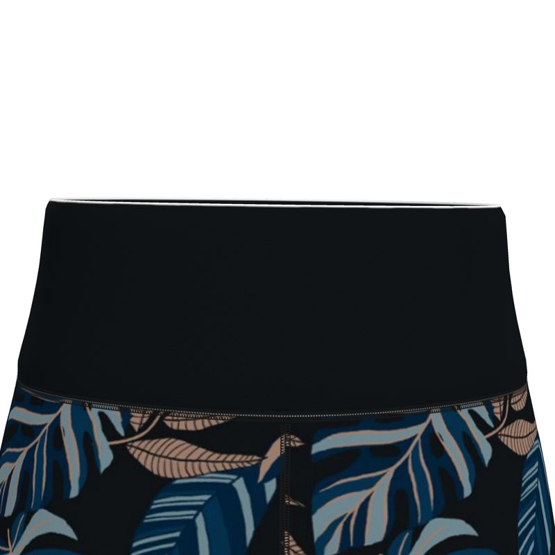 Women's High-Waist Sports Leggings - Midnight Monstera