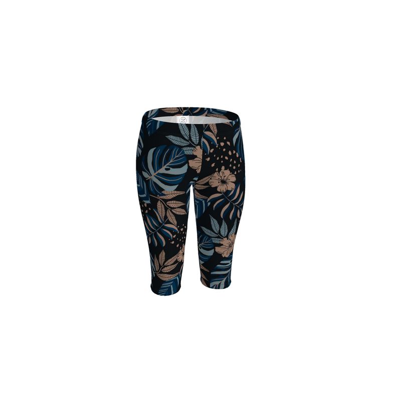 Women's Mid-Rise 3/4 Length Leggings - Midnight Monstera
