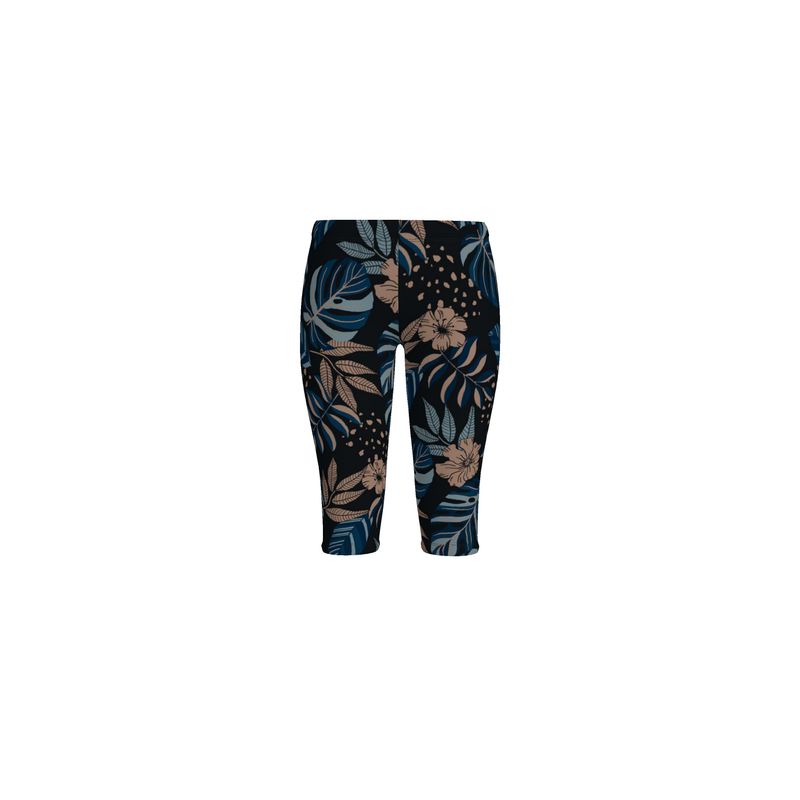Women's Mid-Rise 3/4 Length Leggings - Midnight Monstera