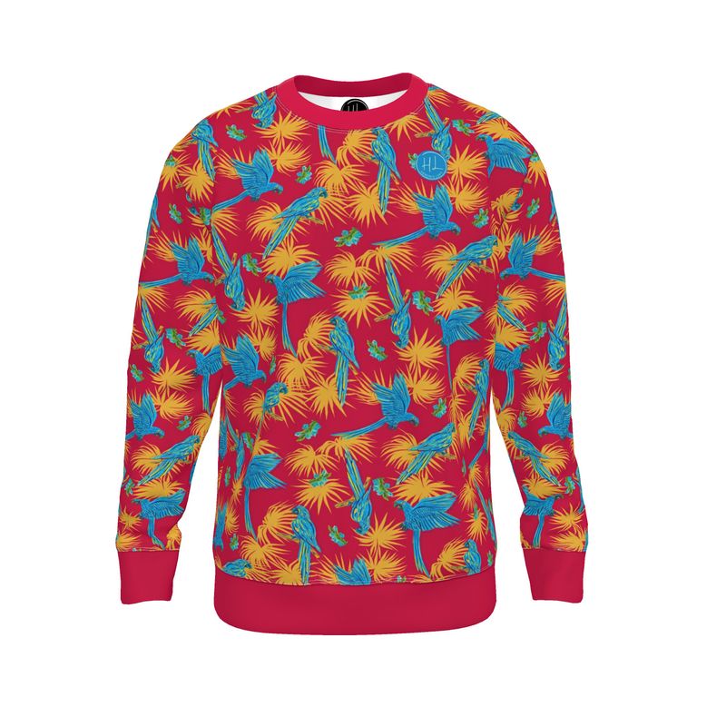 Women's Lightweight Sweater - Tropical Macaw - Raspberry Red