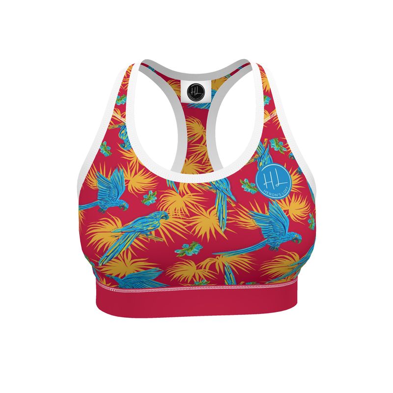Women's Low Intensity Sports Bra - Tropical Macaw - Raspberry Red