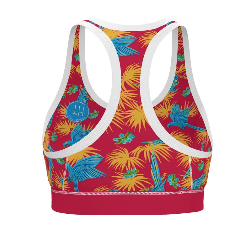 Women's Low Intensity Sports Bra - Tropical Macaw - Raspberry Red