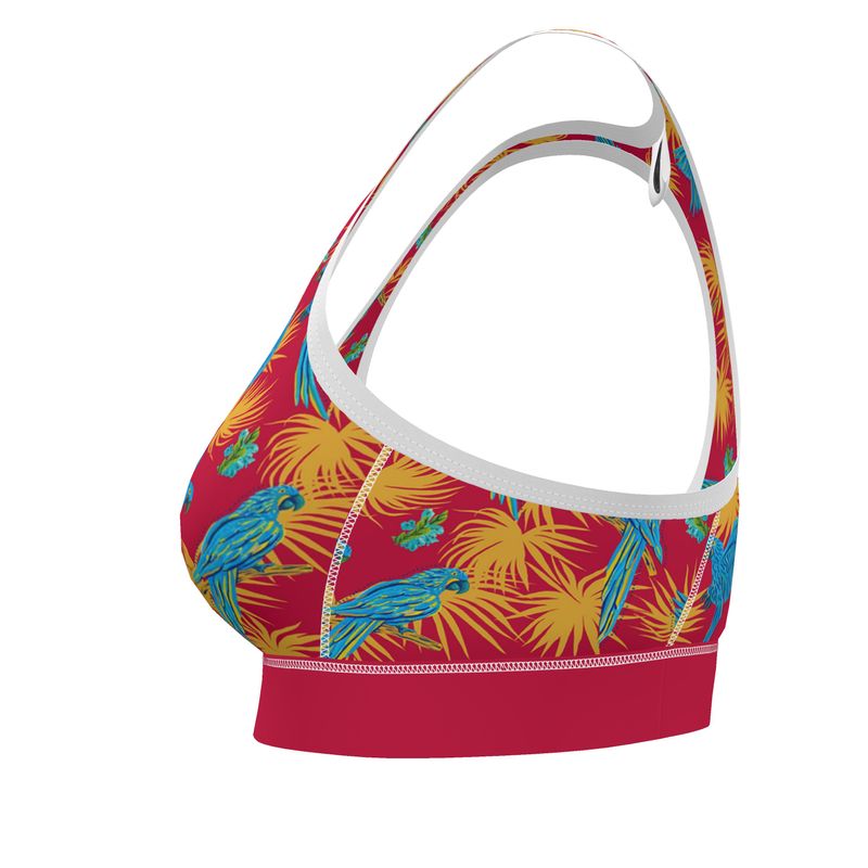 Women's Low Intensity Sports Bra - Tropical Macaw - Raspberry Red
