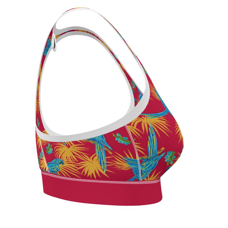 Women's Low Intensity Sports Bra - Tropical Macaw - Raspberry Red