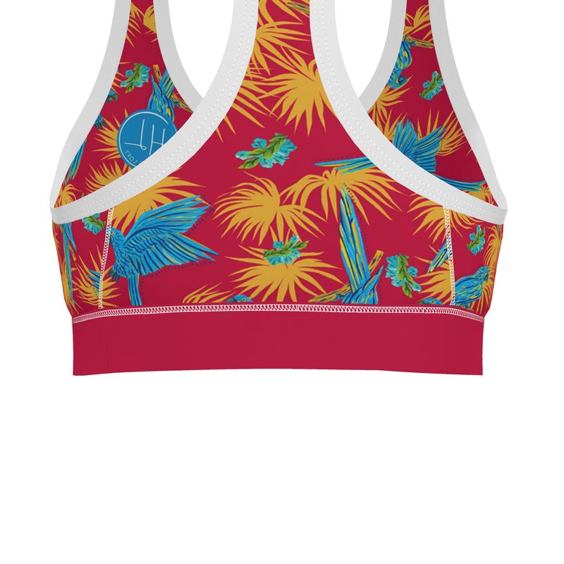Women's Low Intensity Sports Bra - Tropical Macaw - Raspberry Red