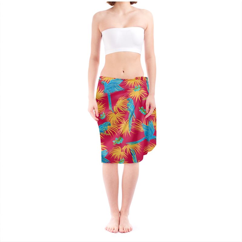 Women's Sarong - Tropical Macaw - Raspberry Red
