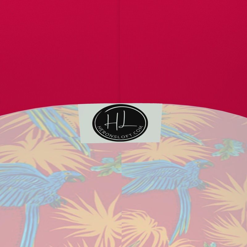 Women's High-Waist Sports Leggings -Tropical Macaw - Raspberry Red