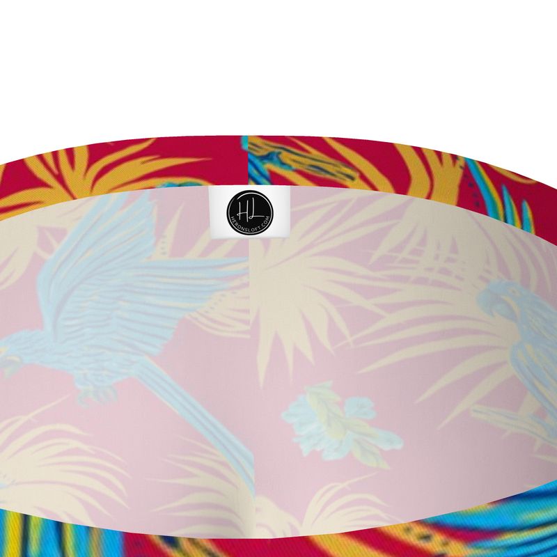 Women's Mid-Rise Full-Length Leggings - Tropical Macaw - Raspberry Red