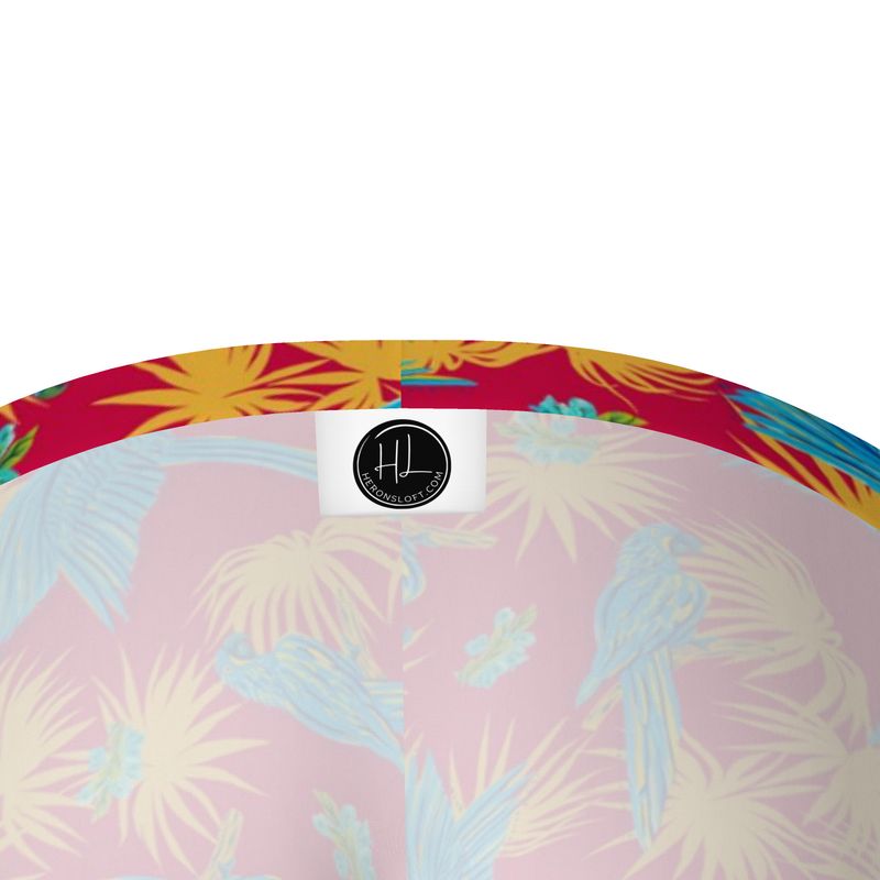 Women's Mid-Rise Capri Leggings - Tropical Macaw - Raspberry Red