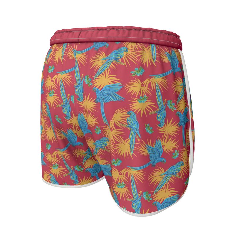 Women's Athletic Shorts - Tropical Macaw - Raspberry Red