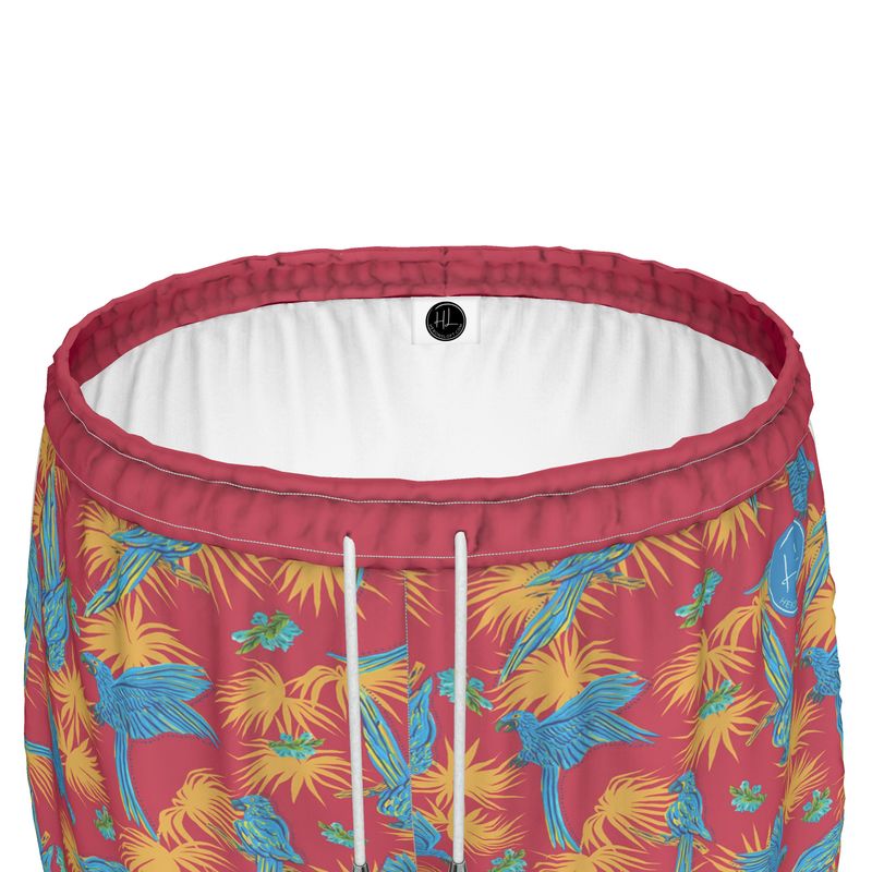 Women's Athletic Shorts - Tropical Macaw - Raspberry Red