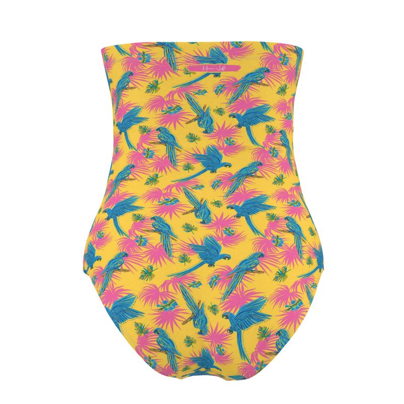 Women's Strapless Swimsuit - Tropical Macaw - Yellow