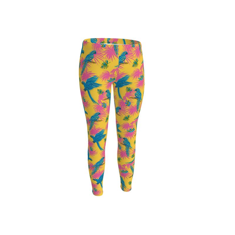 Women's Mid-Rise Full-Length Leggings - Tropical Macaw - Yellow