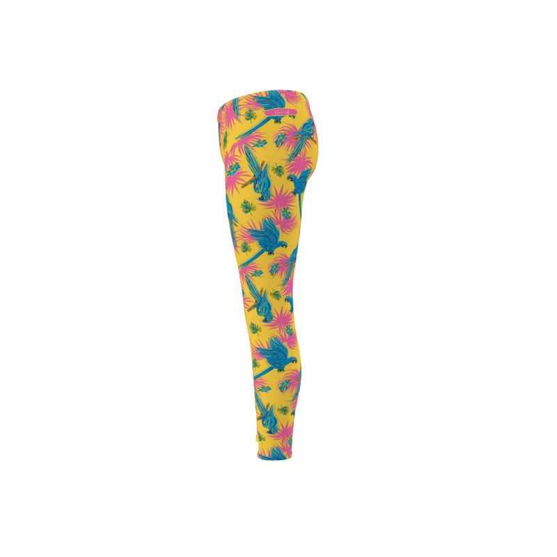 Women's Mid-Rise Full-Length Leggings - Tropical Macaw - Yellow