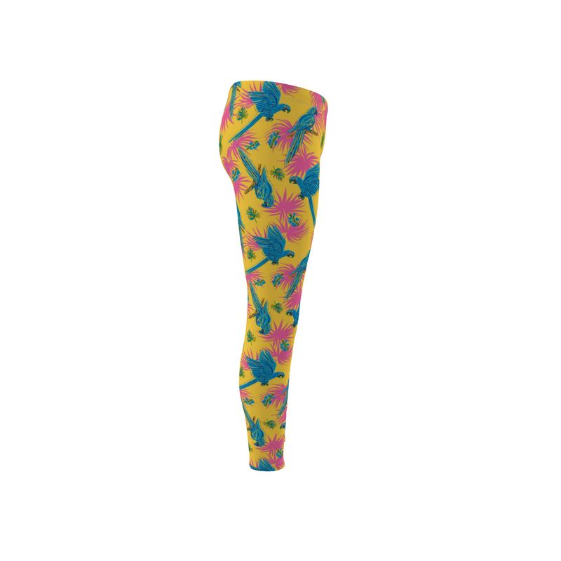 Women's Mid-Rise Full-Length Leggings - Tropical Macaw - Yellow