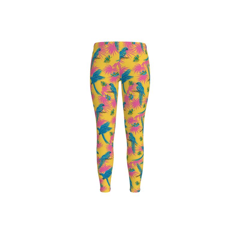 Women's Mid-Rise Full-Length Leggings - Tropical Macaw - Yellow