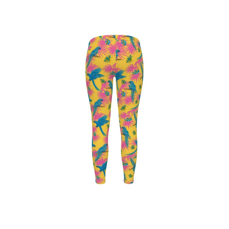 Women's Mid-Rise Full-Length Leggings - Tropical Macaw - Yellow