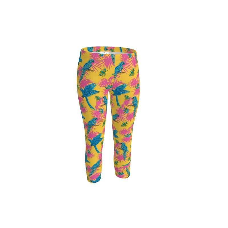Women's Mid-Rise Capri Leggings - Tropical Macaw - Yellow
