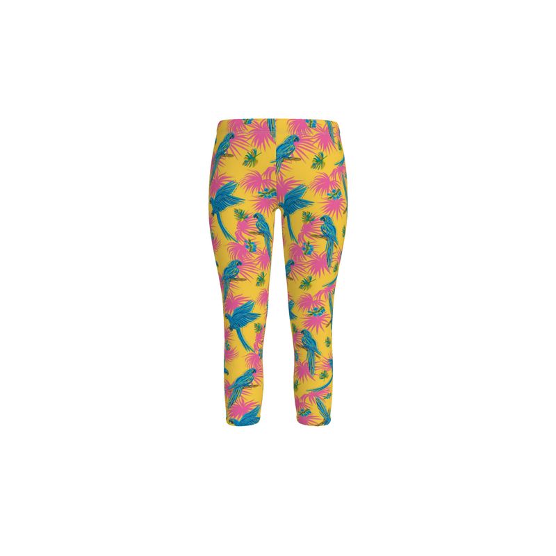 Women's Mid-Rise Capri Leggings - Tropical Macaw - Yellow