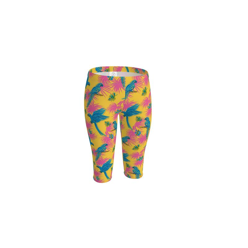 Women's Mid-Rise 3/4 Length Leggings - Tropical Macaw - Yellow