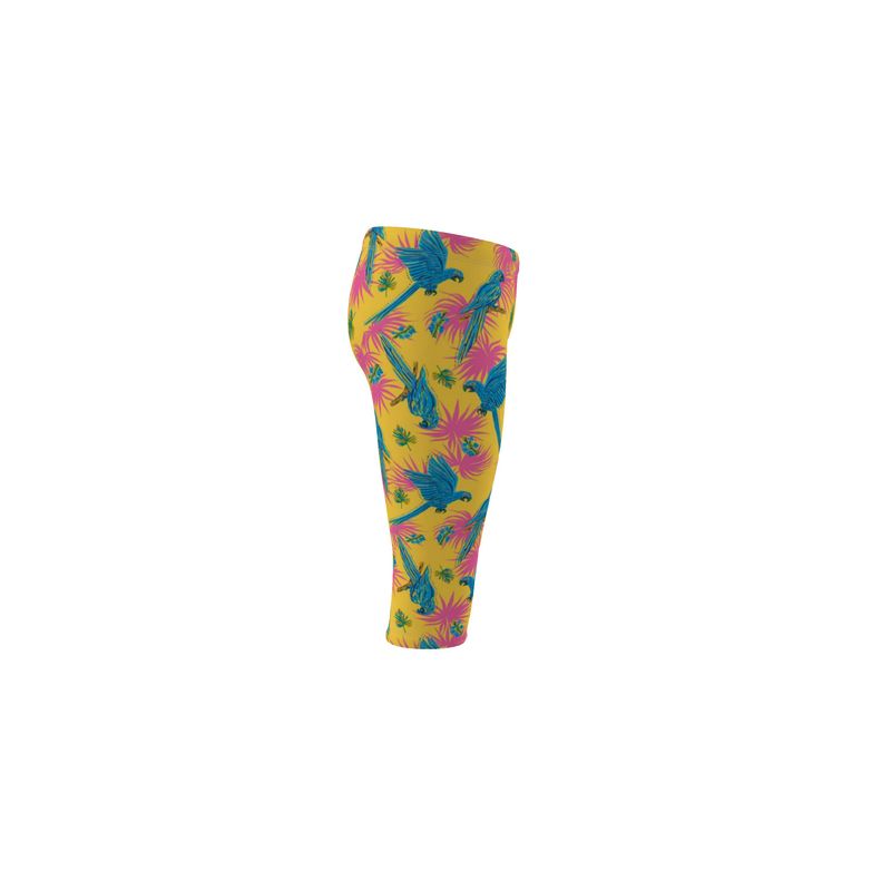 Women's Mid-Rise 3/4 Length Leggings - Tropical Macaw - Yellow