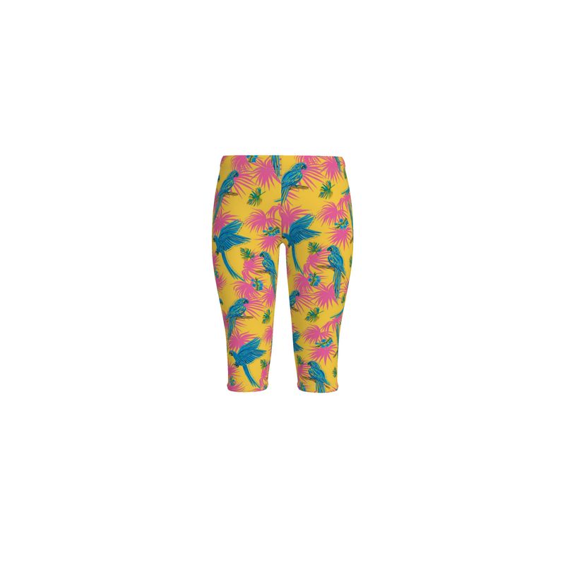 Women's Mid-Rise 3/4 Length Leggings - Tropical Macaw - Yellow