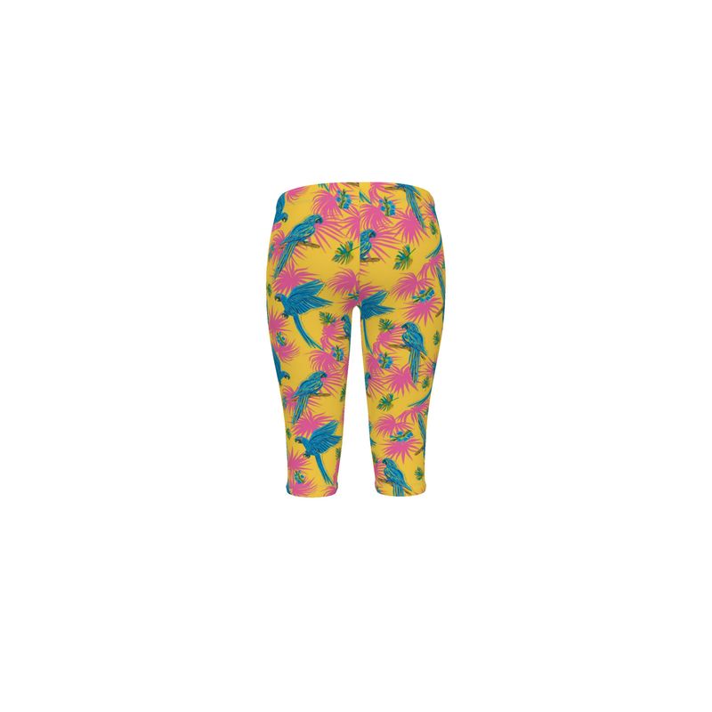 Women's Mid-Rise 3/4 Length Leggings - Tropical Macaw - Yellow