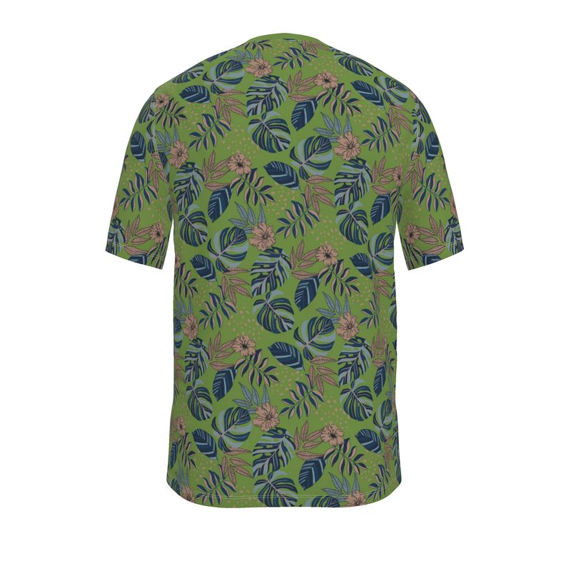 Men's Athletic Crew Neck T-Shirt - Midnight Monstera - Olive Green